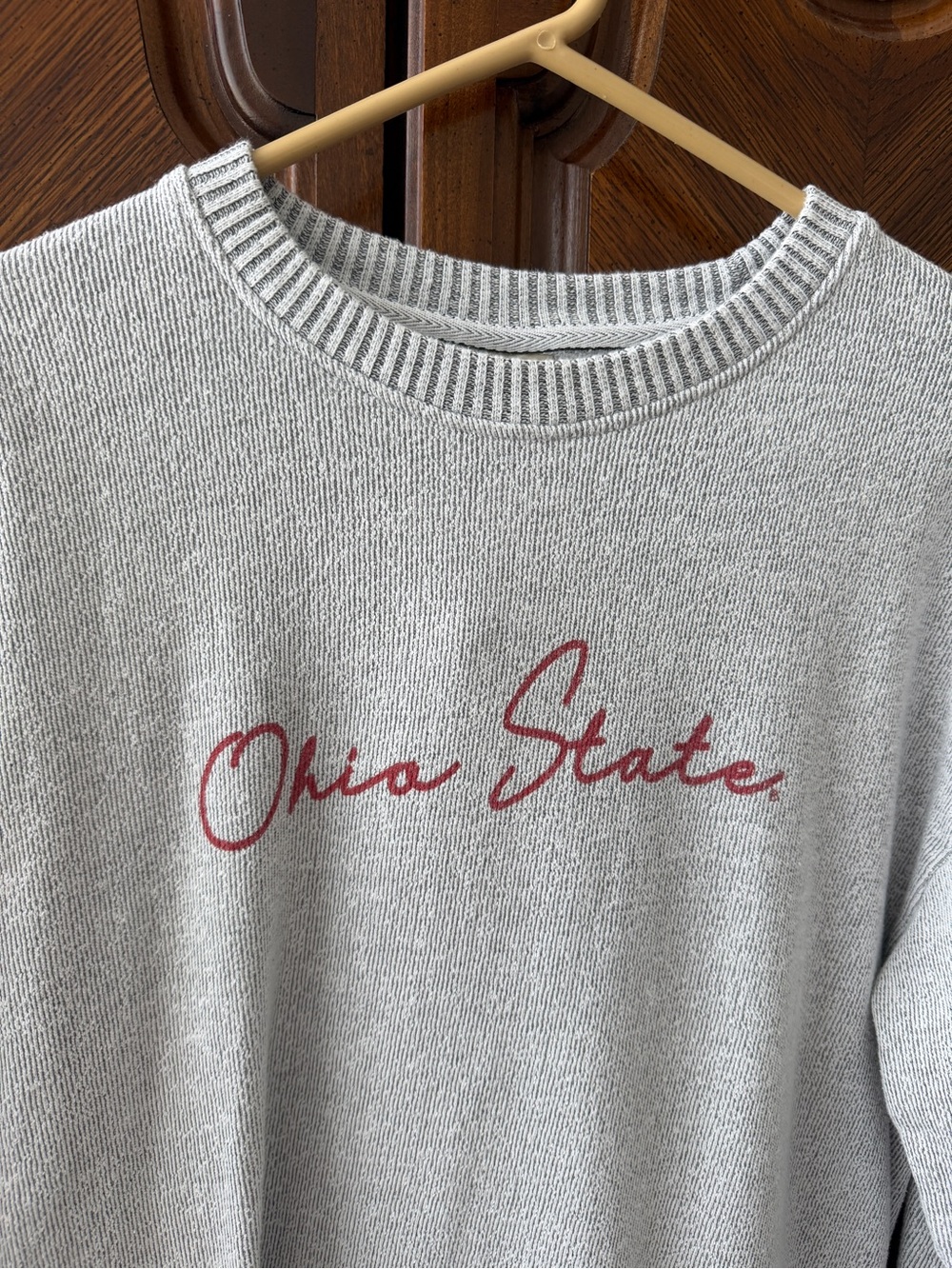 Gray Ohio State Script Knit Pullover Sweatshirt